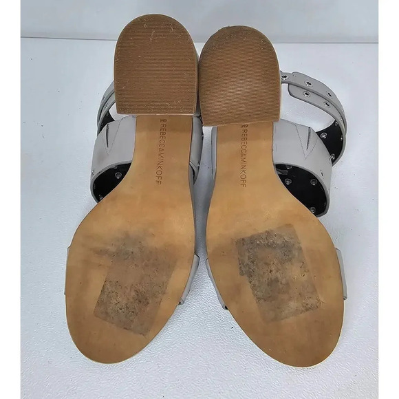 Rebecca Minkoff CARTER Heeled Studded EYELET Sandals Leather Gray Size 6 M - Picture 9 of 10